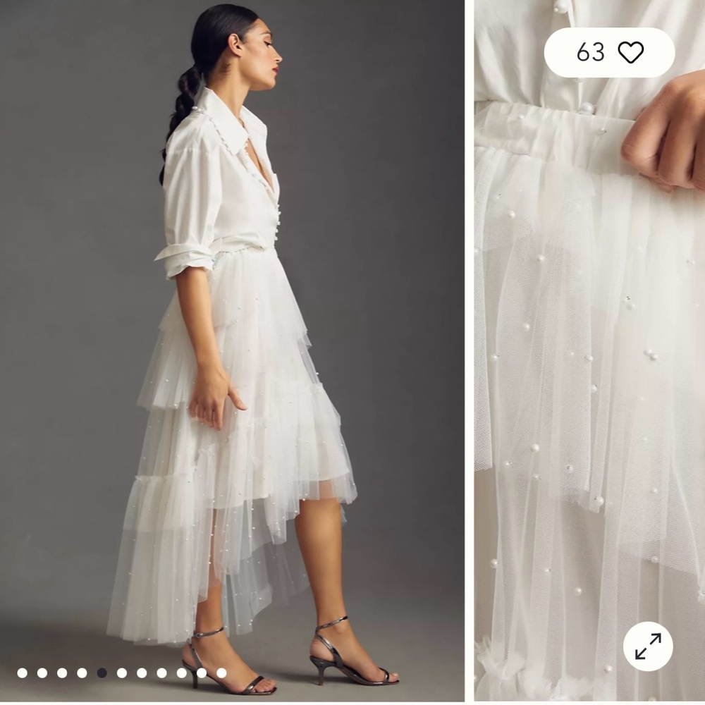 Anthropologie White High-Low Skirt